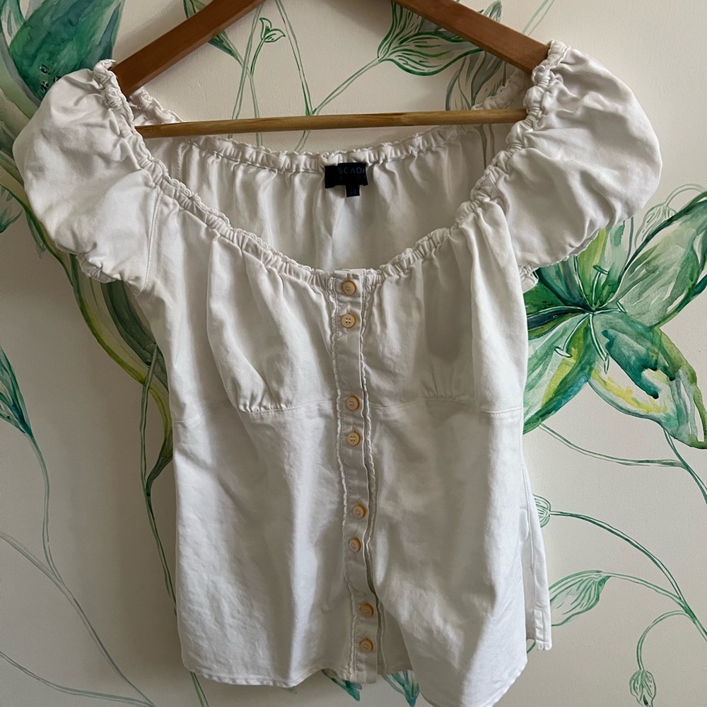 Escada Cream Puff Sleeve Blouse